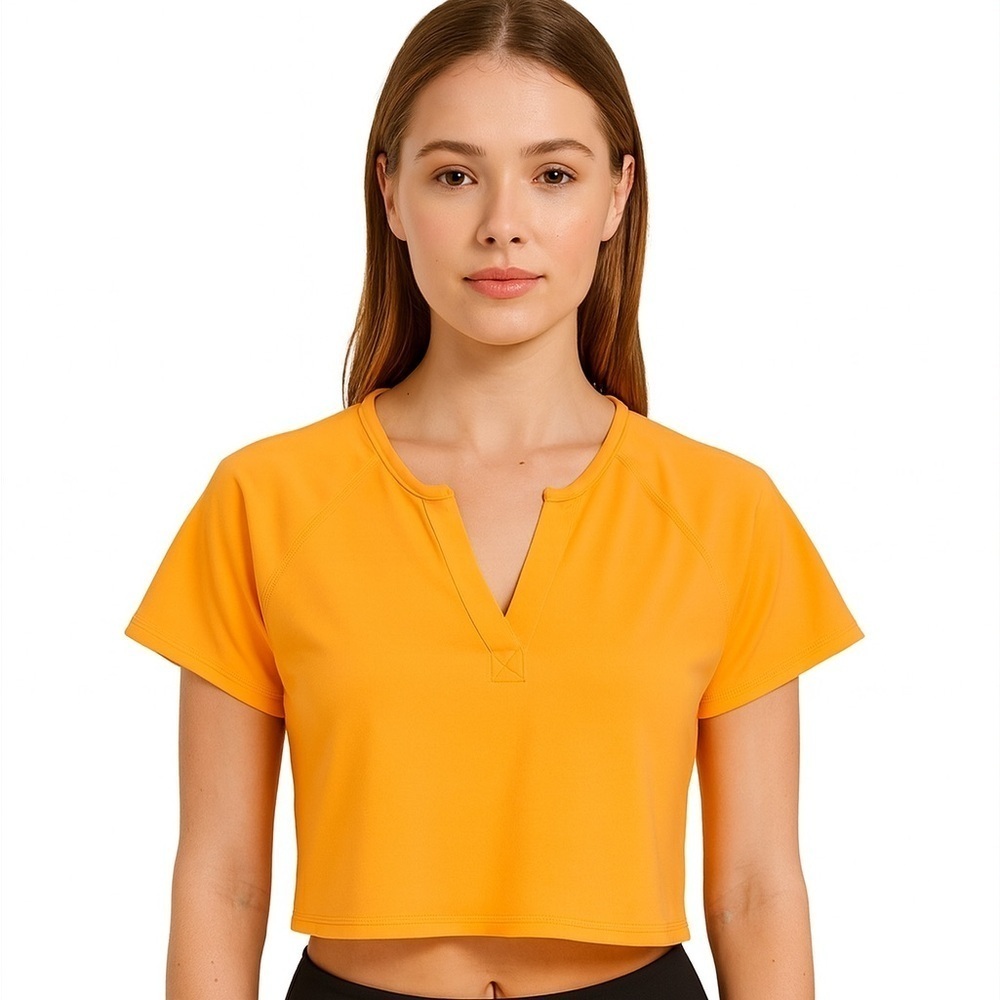 NWT Mono B Orange Cropped Short Sleeve Tee, Size Small